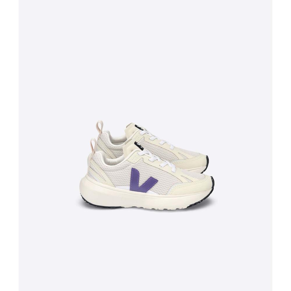 Veja CANARY ELASTIC LACE Kids\' Running Shoes Beige/Purple | CA 709YXF